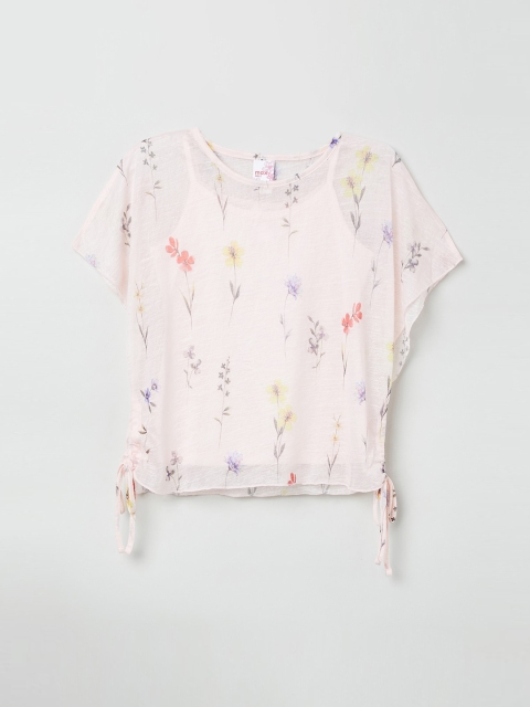 

max Girls Pink Printed Round Neck T-shirt