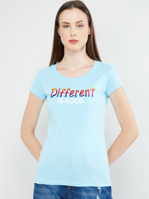 

max Women Blue Printed Top