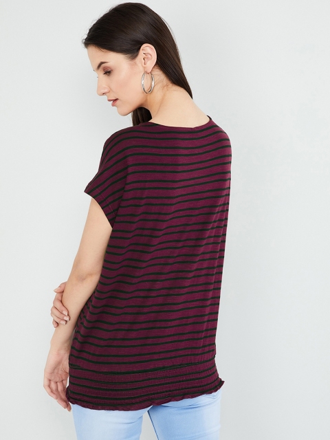 

max Women Maroon Striped Blouson Top