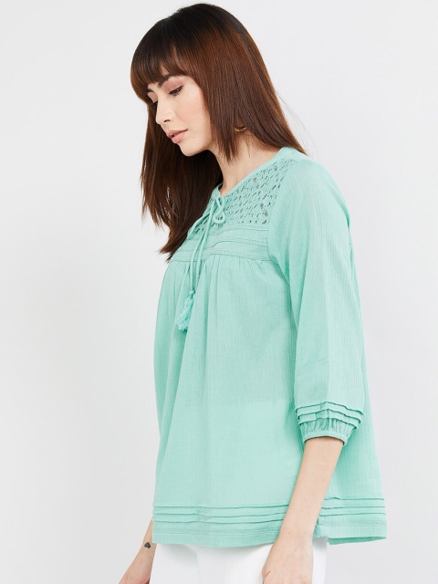max Women Green Self Design Top