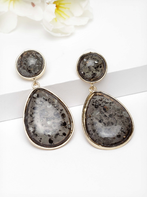 

AVANT-GARDE PARIS Black & Gold-Plated Teardrop Shaped Drop Earrings