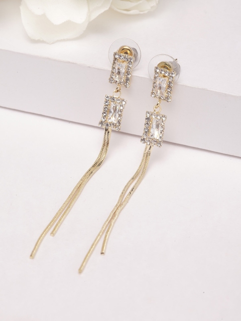 

AVANT-GARDE PARIS Gold-Plated & Off-White Geometric Drop Earrings