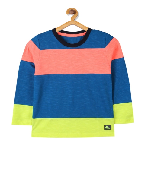 

Cherry Crumble Boys Blue Colourblocked Round Neck T-shirt