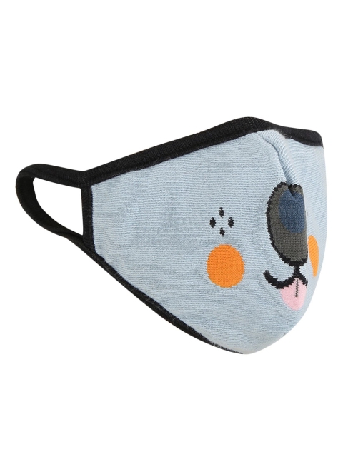 

Soxytoes Kids Blue Printed Reusable 4-Ply Knitted Cloth Mask