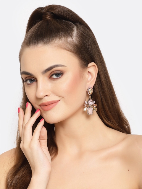 

AVANT-GARDE PARIS Pink & Gold-Plated Geometric Drop Earrings