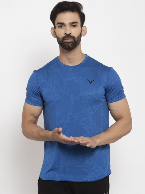 

Invincible Men Blue Printed Round Neck T-shirt