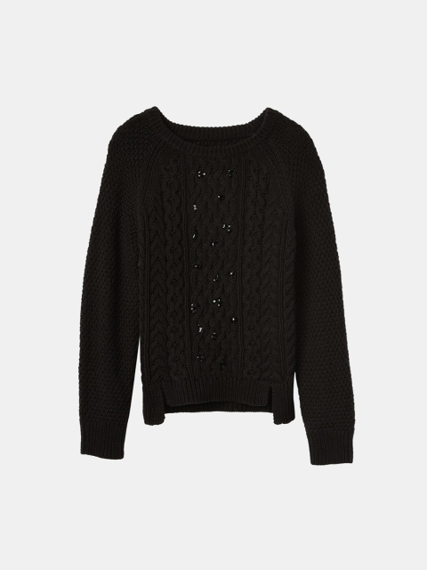 

GAP Girls Black Embellished Cable Knit Sweater
