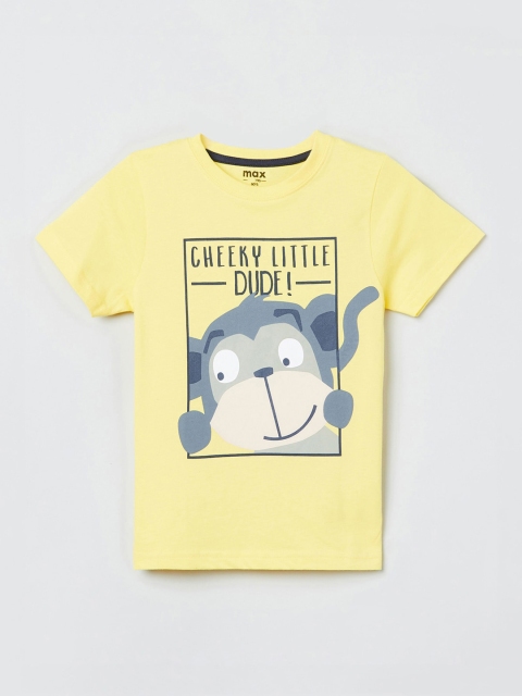 

max Boys Yellow & Grey Graphic Print T-shirt