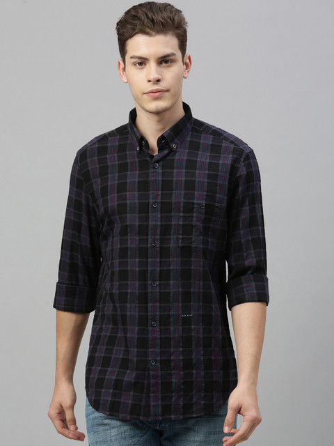 

RARE RABBIT Men Black Tailored Fit Checked Casual Shirt