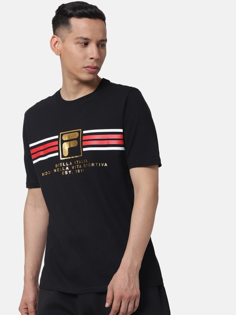 

FILA Men Black Printed Round Neck T-shirt