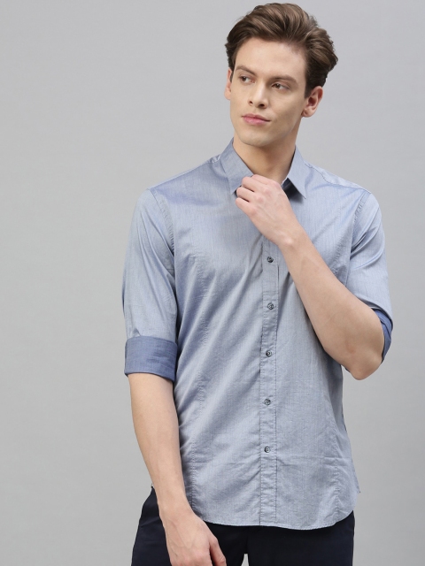 

RARE RABBIT Men Blue Tailored Fit Solid Casual Shirt