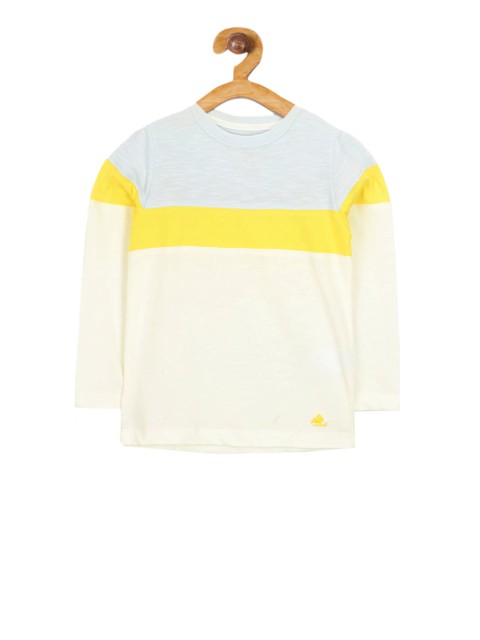 

Cherry Crumble Boys Off-White Colourblocked Round Neck T-shirt