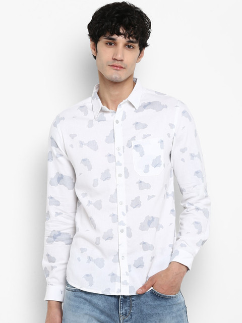 

SPYKAR Men White Slim Fit Printed Casual Shirt