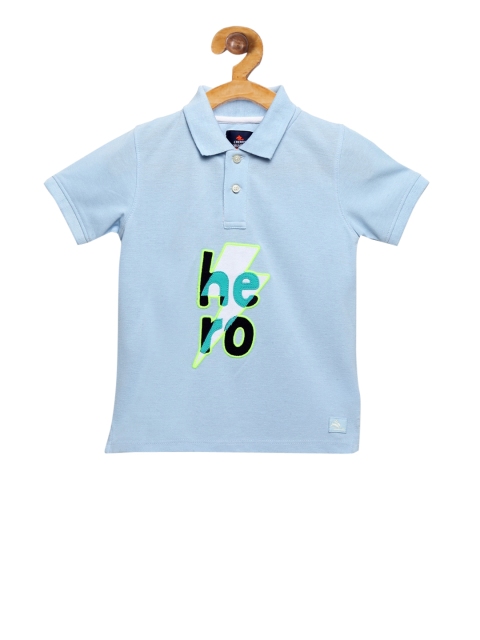 

Cherry Crumble Boys Blue Printed Polo Collar T-shirt
