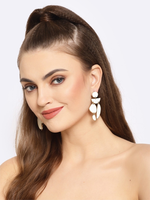 

AVANT-GARDE PARIS Gold-Plated & White Contemporary Drop Earrings