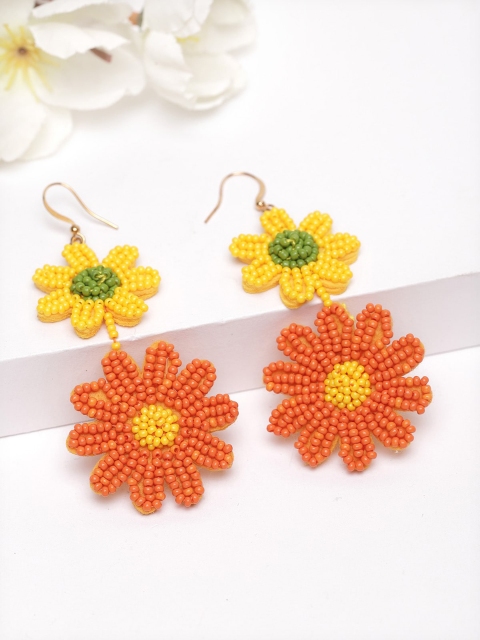 

AVANT-GARDE PARIS Orange & Yellow Floral Drop Earrings