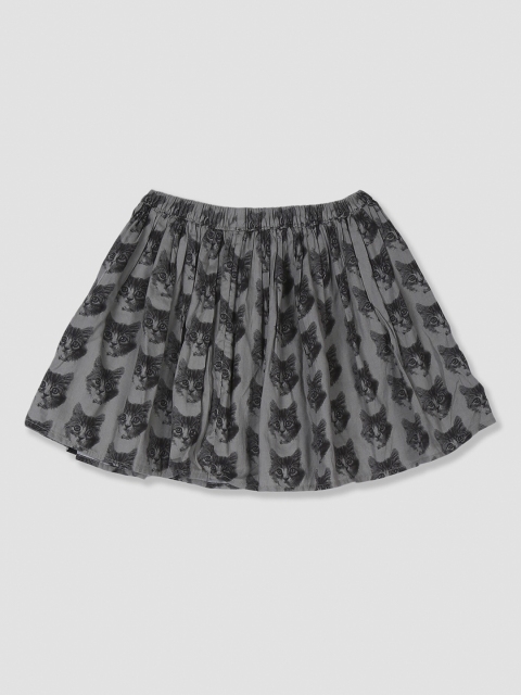 

GAP Girls Grey & Black Printed Flippy Pure Cotton Skirt