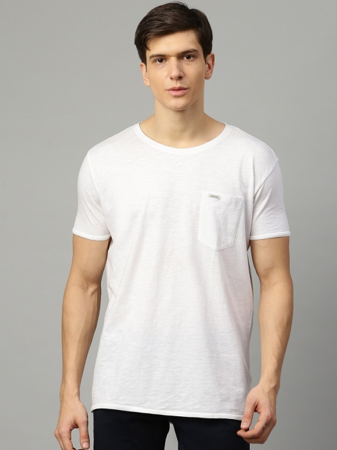 

LINDBERGH Men White Solid Round Neck T-shirt