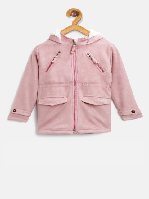 

Cherry Crumble Girls Peach-Coloured Solid Tailored Jacket