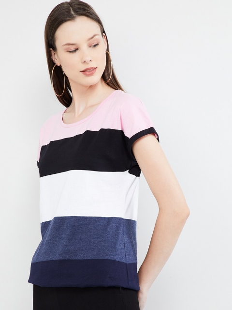 

max Women Pink & Black Colourblocked Top