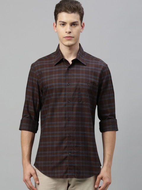 

RARE RABBIT Men Brown Tailored Fit Checked Casual Shirt