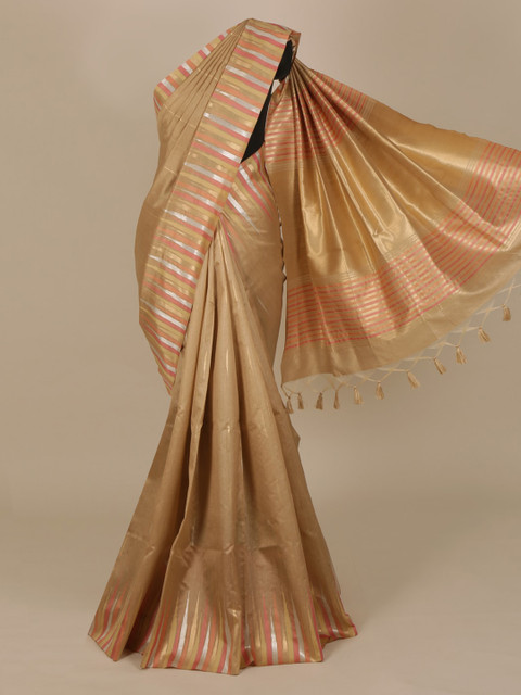 

Pothys Cream-Coloured Solid Saree
