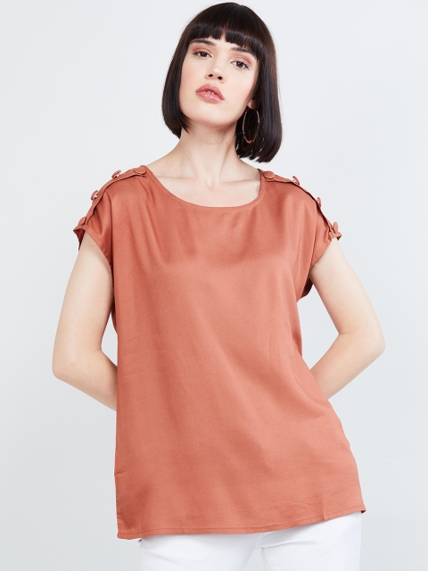 

max Women Peach-Coloured Solid Top