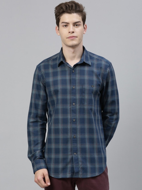 

RARE RABBIT Men Teal Tailored Fit Checked Casual Shirt