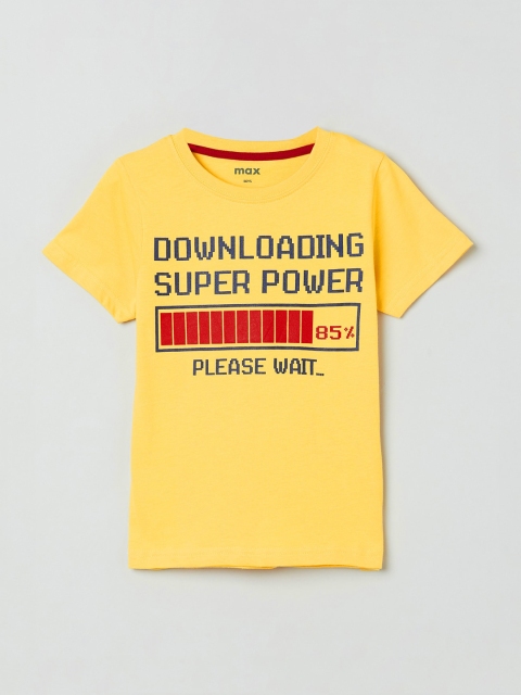 

max Boys Yellow & Red Printed Round Neck T-shirt