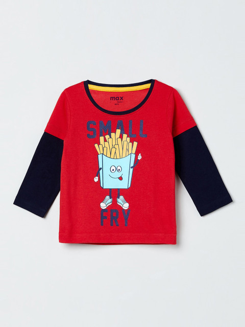 

max Boys Red Printed Round Neck T-shirt