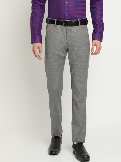 

Crocodile Men Grey Classic Slim Fit Solid Regular Trousers