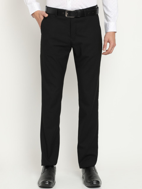 

Crocodile Men Black Classic Slim Fit Solid Formal Trousers