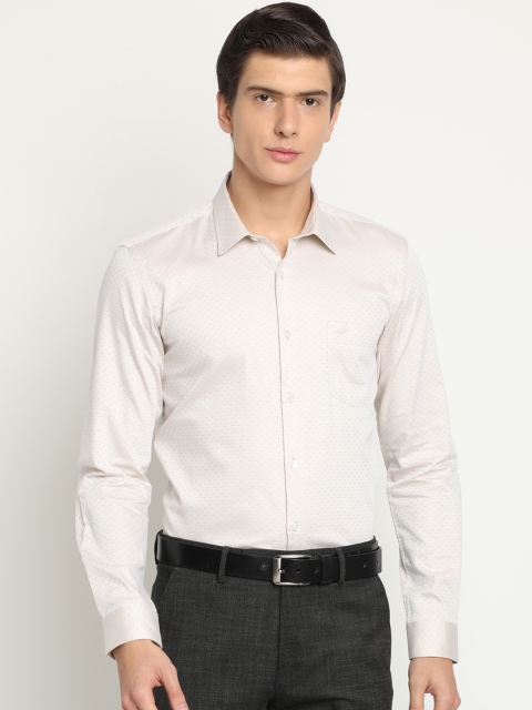 

Crocodile Men Cream-Coloured Classic Slim Fit Self Design Formal Shirt