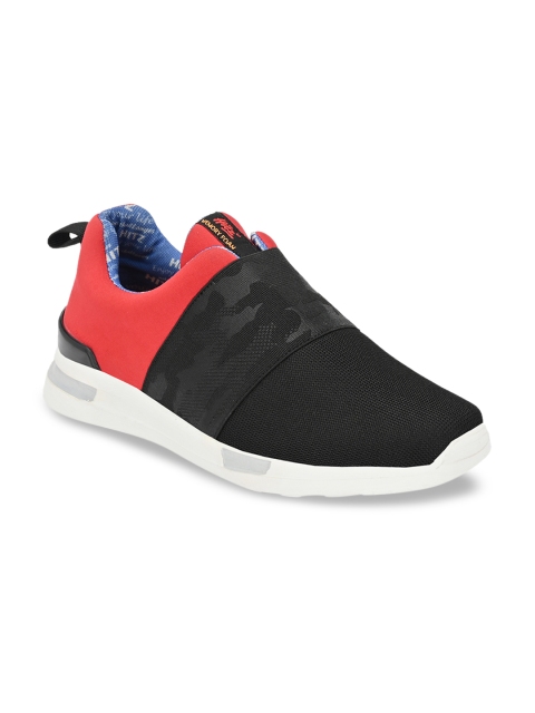 

Hitz Men Black & Red Colourblocked & Camouflage Self-Design Walking Shoes
