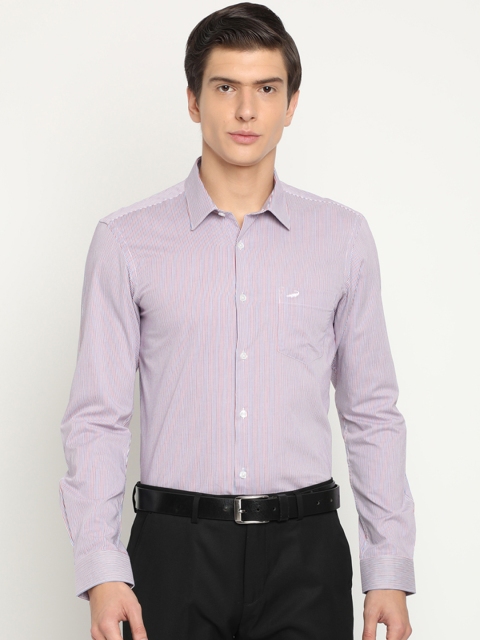 Crocodile Men Blue & Red Classic Slim Fit Striped Formal Shirt