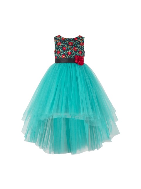 

Toy Balloon kids Girls Sea Green & Black Embroidered Fit and Flare Dress