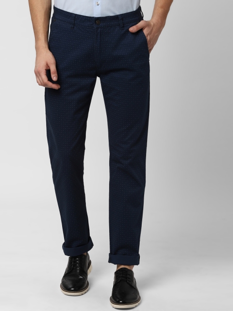 

Peter England Casuals Men Navy Blue Slim Fit Printed Regular Trousers