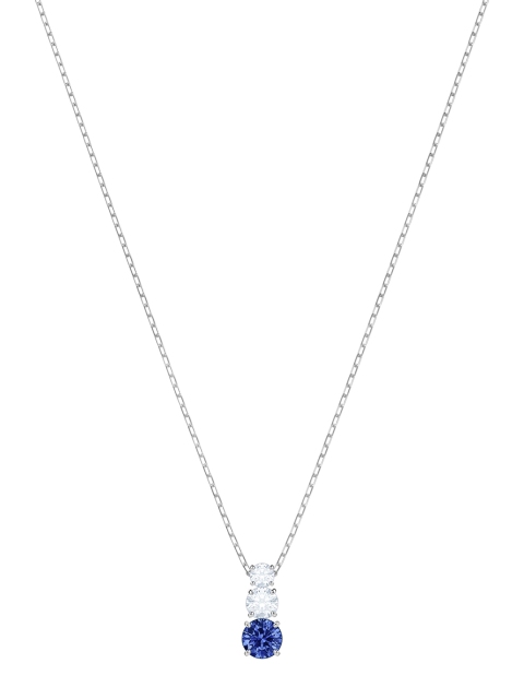 

SWAROVSKI Blue & Silver-Toned Rhodium-Plated Attract Trilogy Round Pendant