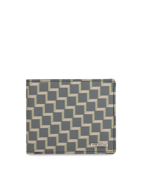 

Peter England Men Grey Printed Two Fold Wallet