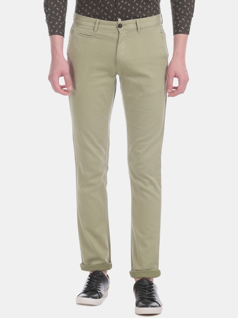 

Arrow Sport Men Green Slim Fit Solid Regular Trousers