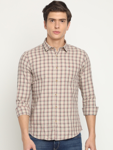 

Crocodile Men Brown & Red Classic Slim Fit Checked Casual Shirt