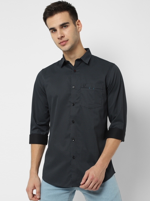 

Allen Solly Men Teal & Black Slim Fit Printed Casual Shirt