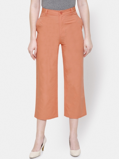 

Yaadleen Women Orange Smart Straight Fit Solid Crop Culottes