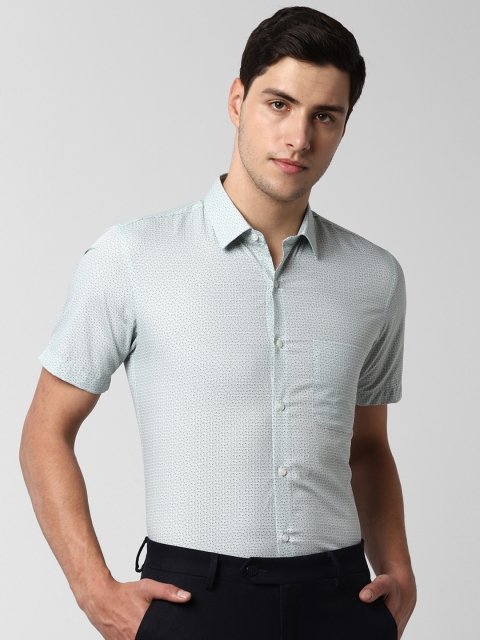 

Peter England Men Mint Green & Off-White Slim Fit Printed Formal Shirt