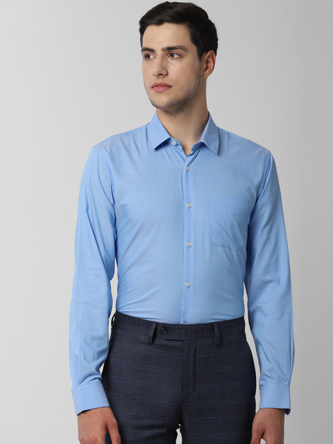 

Peter England Men Blue Regular Fit Self Design Formal Shirt