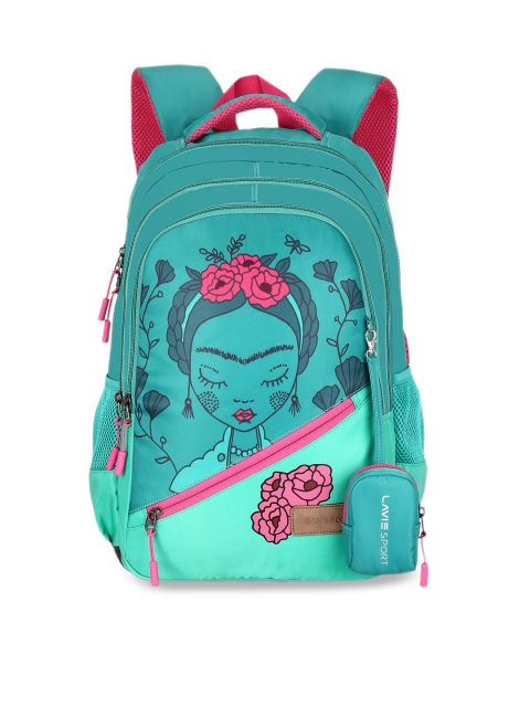 

Lavie Sport Unisex Teal Blue & Pink Graphic Backpack