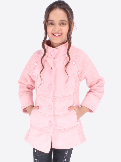 

CUTECUMBER Girls Pink Solid Quilted Jacket