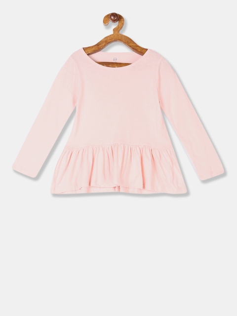 

GAP Girls Pink Solid A-Line Pure Cotton Top