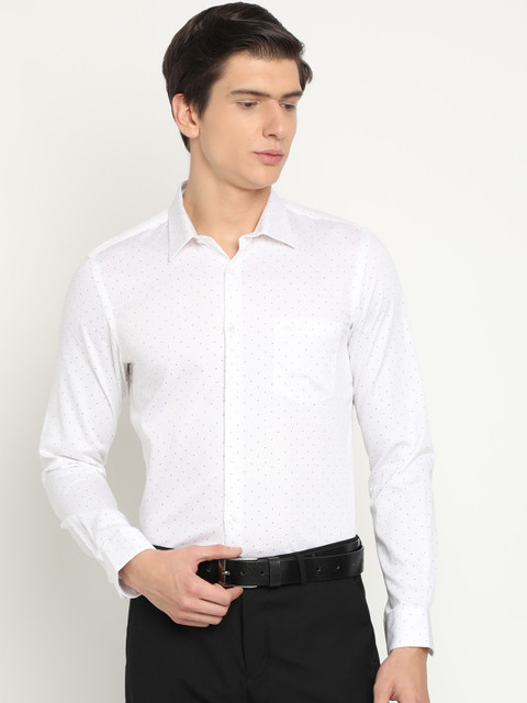 

Crocodile Men White Classic Slim Fit Printed Formal Shirt