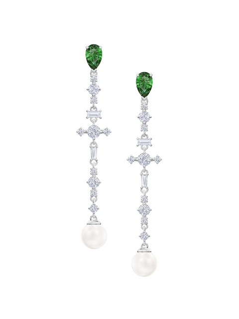 

SWAROVSKI Green Rhodium-Plated Perfection Pierced Earrings